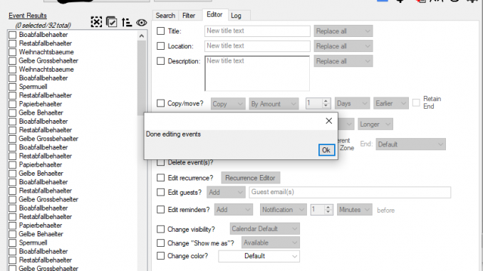 Bulk Edit Calendar Events